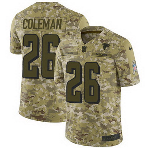 Personalized Falcons #26 Tevin Coleman Camo Men’s Stitched NFL Limited 2018 Salute To Service Jersey