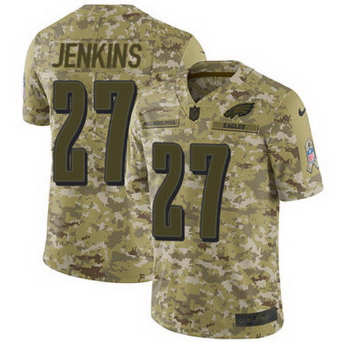 Personalized Eagles #27 Malcolm Jenkins Camo Men’s Stitched NFL Limited 2018 Salute To Service Jersey