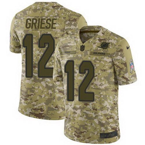 Personalized Dolphins #12 Bob Griese Camo Men’s Stitched NFL Limited 2018 Salute To Service Jersey