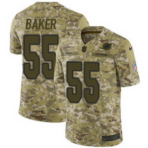 Personalized Dolphins #55 Jerome Baker Camo Men’s Stitched NFL Limited 2018 Salute To Service Jersey