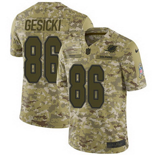 Personalized Dolphins #86 Mike Gesicki Camo Men’s Stitched NFL Limited 2018 Salute To Service Jersey