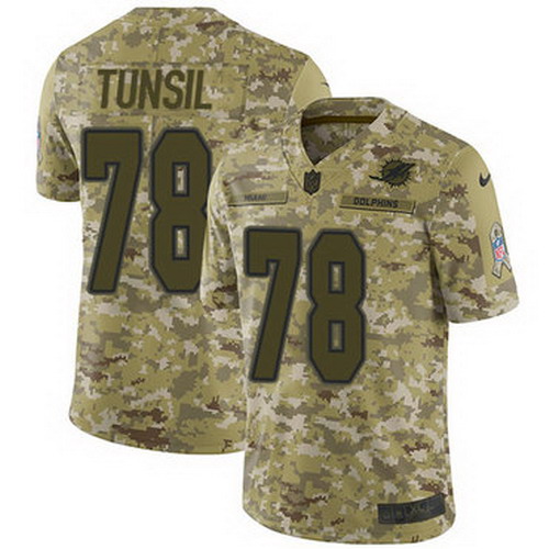 Personalized Dolphins #78 Laremy Tunsil Camo Men’s Stitched NFL Limited 2018 Salute To Service Jersey
