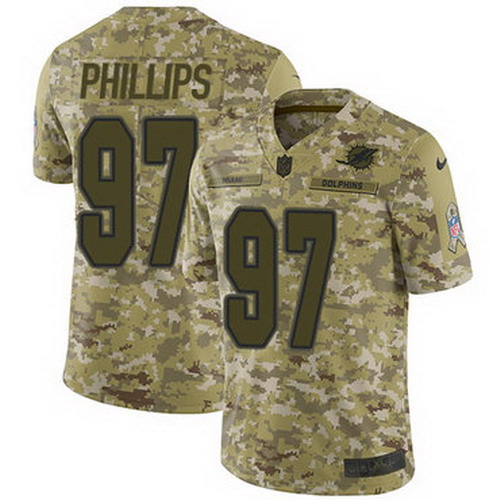 Personalized Dolphins #97 Jordan Phillips Camo Men’s Stitched NFL Limited 2018 Salute To Service Jersey