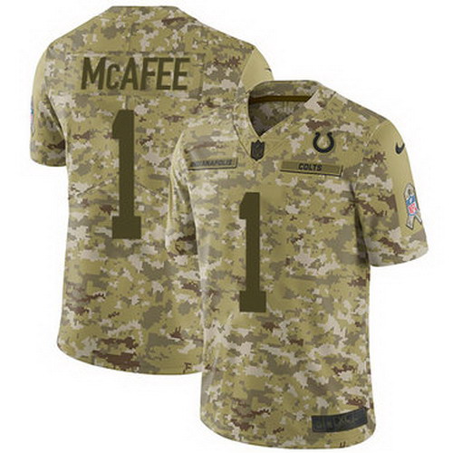 Personalized Colts #1 Pat McAfee Camo Men’s Stitched NFL Limited 2018 Salute To Service Jersey