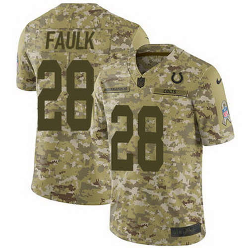 Personalized Colts #28 Marshall Faulk Camo Men’s Stitched NFL Limited 2018 Salute To Service Jersey