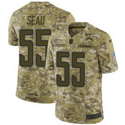 Personalized Chargers #55 Junior Seau Camo Men’s Stitched NFL Limited 2018 Salute To Service Jersey