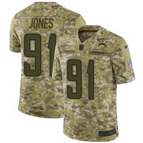 Personalized Chargers #91 Justin Jones Camo Men’s Stitched NFL Limited 2018 Salute To Service Jersey