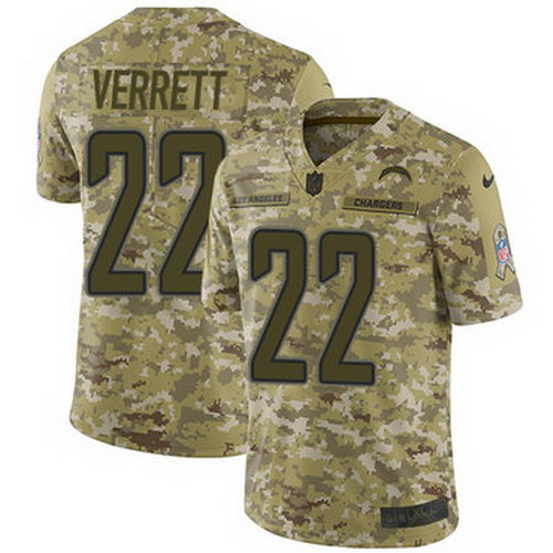Personalized Chargers #22 Jason Verrett Camo Men’s Stitched NFL Limited 2018 Salute To Service Jersey