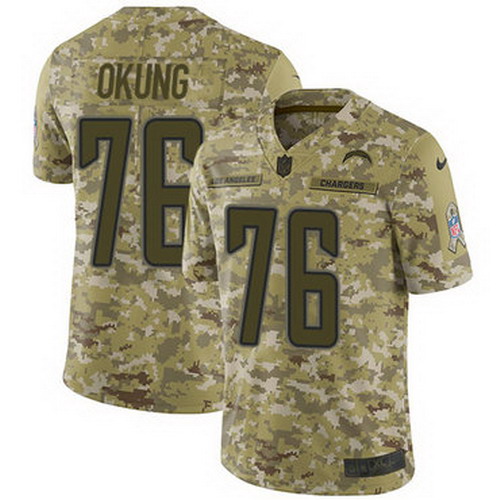 Personalized Chargers #76 Russell Okung Camo Men’s Stitched NFL Limited 2018 Salute To Service Jersey