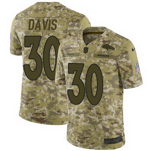 Personalized Broncos #30 Terrell Davis Camo Men’s Stitched NFL Limited 2018 Salute To Service Jersey