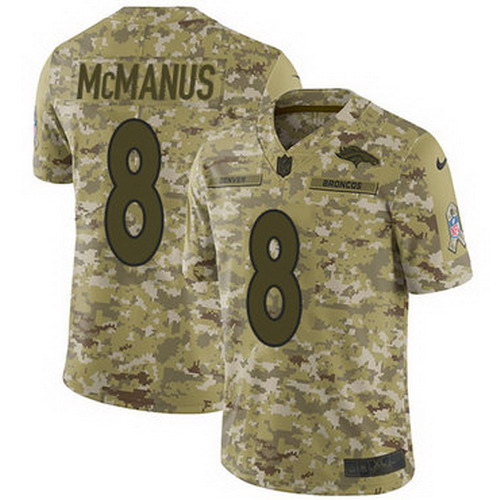 Personalized Broncos #8 Brandon McManus Camo Men’s Stitched NFL Limited 2018 Salute To Service Jersey