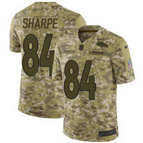Personalized Broncos #84 Shannon Sharpe Camo Men’s Stitched NFL Limited 2018 Salute To Service Jersey