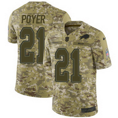 Personalized Bills #21 Jordan Poyer Camo Men’s Stitched NFL Limited 2018 Salute To Service Jersey