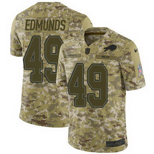 Personalized Bills #49 Tremaine Edmunds Camo Men’s Stitched NFL Limited 2018 Salute To Service Jersey