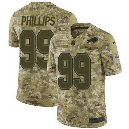 Personalized Bills #99 Harrison Phillips Camo Men’s Stitched NFL Limited 2018 Salute To Service Jersey