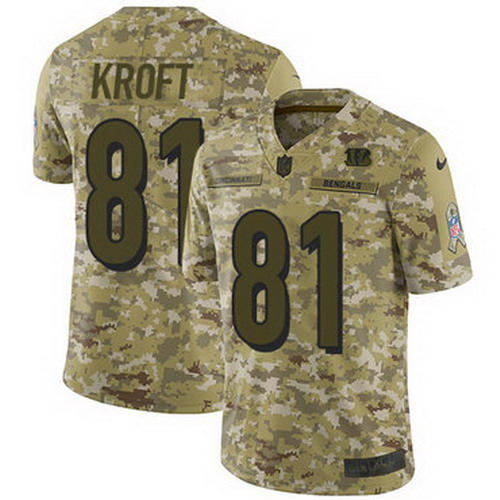 Personalized Bengals #81 Tyler Kroft Camo Men’s Stitched NFL Limited 2018 Salute To Service Jersey