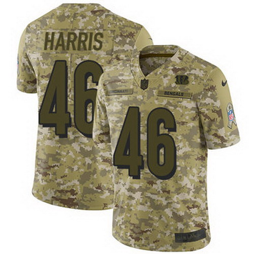 Personalized Bengals #46 Clark Harris Camo Men’s Stitched NFL Limited 2018 Salute To Service Jersey