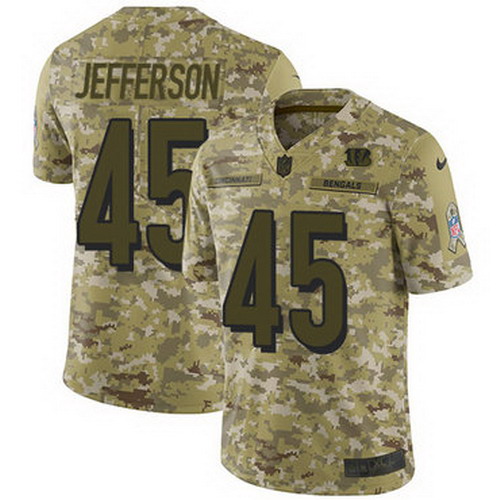 Personalized Bengals #45 Malik Jefferson Camo Men’s Stitched NFL Limited 2018 Salute To Service Jersey
