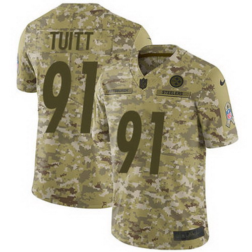 Personalized Steelers #91 Stephon Tuitt Camo Men’s Stitched NFL Limited 2018 Salute To Service Jersey