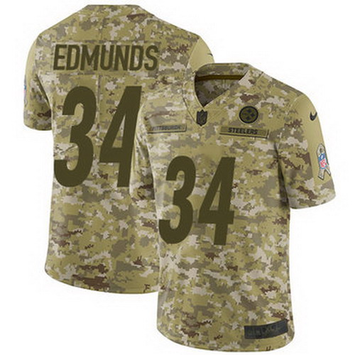 Personalized Steelers #34 Terrell Edmunds Camo Men’s Stitched NFL Limited 2018 Salute To Service Jersey