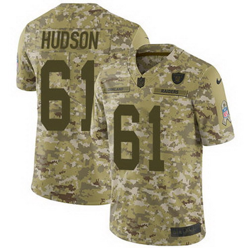 Personalized Raiders #61 Rodney Hudson Camo Men’s Stitched NFL Limited 2018 Salute To Service Jersey