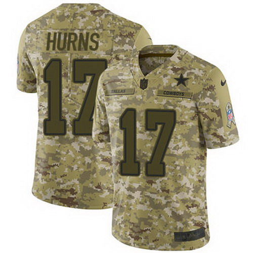 Personalized Cowboys #17 Allen Hurns Camo Men’s Stitched NFL Limited 2018 Salute To Service Jersey
