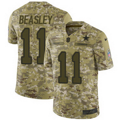 Personalized Cowboys #11 Cole Beasley Camo Men’s Stitched NFL Limited 2018 Salute To Service Jersey
