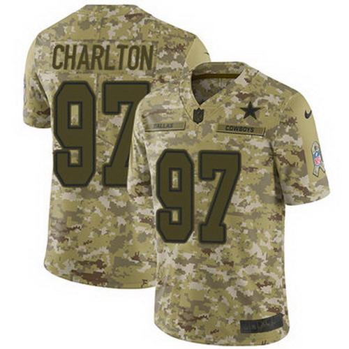 Personalized Cowboys #97 Taco Charlton Camo Men’s Stitched NFL Limited 2018 Salute To Service Jersey