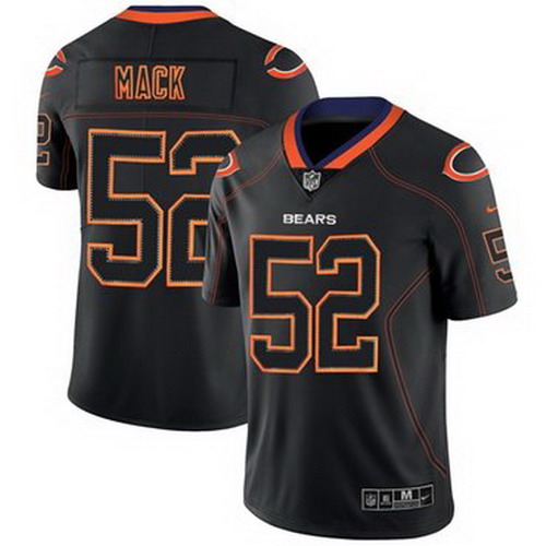 Personalized Bears #52 Khalil Mack Lights Out Black Men’s Stitched NFL Limited Rush Jersey