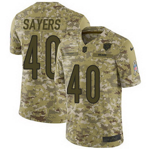 Personalized Bears #40 Gale Sayers Camo Men’s Stitched NFL Limited 2018 Salute To Service Jersey