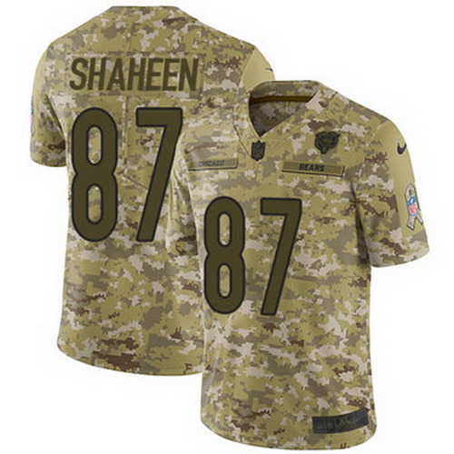 Personalized Bears #87 Adam Shaheen Camo Men’s Stitched NFL Limited 2018 Salute To Service Jersey