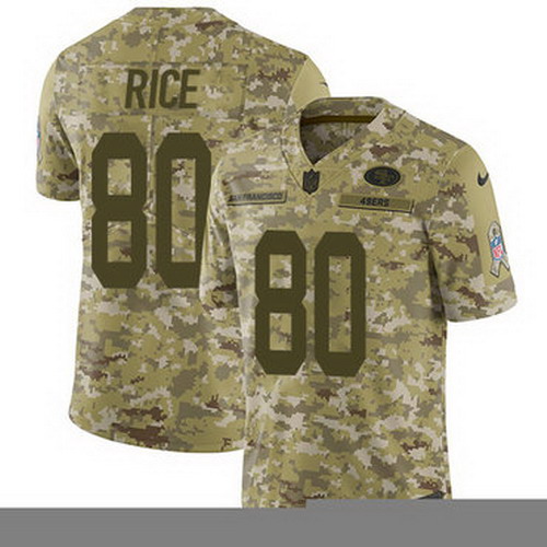 Personalized 49ers #80 Jerry Rice Camo Men’s Stitched NFL Limited 2018 Salute To Service Jersey