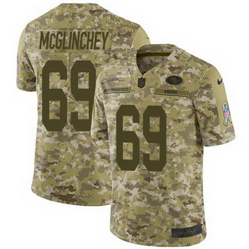 Personalized 49ers #69 Mike McGlinchey Camo Men’s Stitched NFL Limited 2018 Salute To Service Jersey
