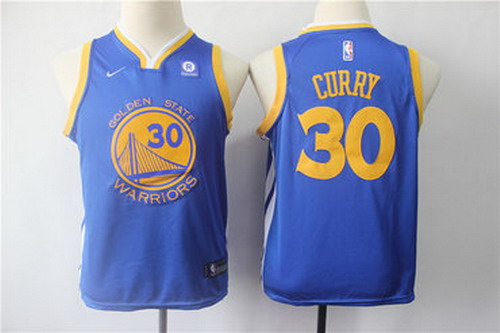 Personalized Youth Warriors 30 Stephen Curry Blue Youth Swingman Jersey
