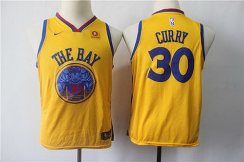 Personalized Youth Warriors 30 Stephen Curry Gold City Edition Youth Swingman Jersey