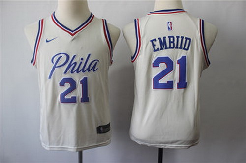 Personalized Youth 76ers 21 Joel Embiid Cream City Edition Youth Swingman Jersey