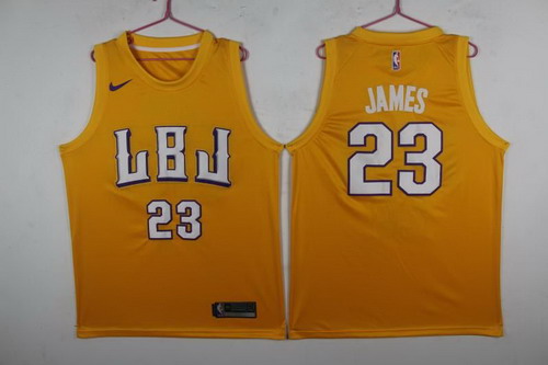 Personalized Lakers 23 Lebron James LBJ Gold Swingman Jersey