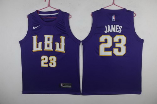 Personalized Lakers 23 Lebron James LBJ Purple Swingman Jersey