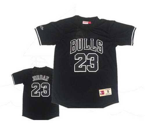 Personalized Bulls 23 Michael Jordan Black Short Sleeve Mitchell & Ness Jersey