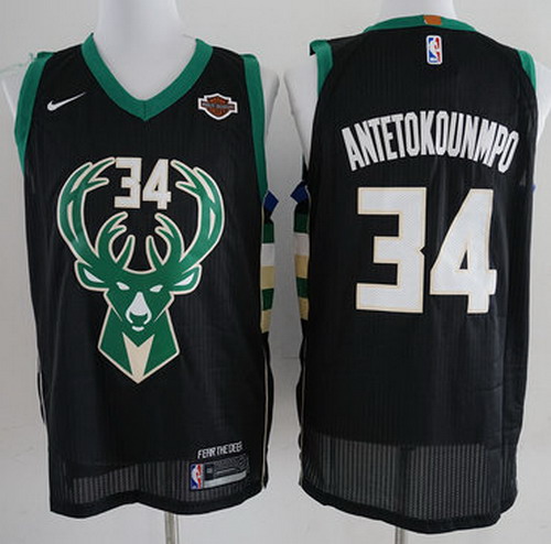 Personalized Bucks 34 Giannis Antetokounmpo Black Authentic Jersey