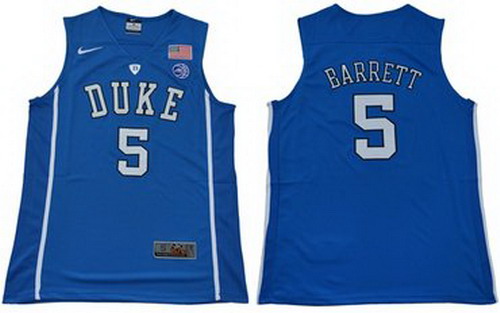 Personalized Blue Devils #5 R.J. Barrett Blue Basketball Elite Stitched NCAA Jersey