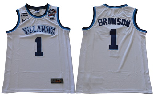 Personalized Villanova Wildcats #1 Jalen Brunson White Basketball Stitched NCAA Jersey