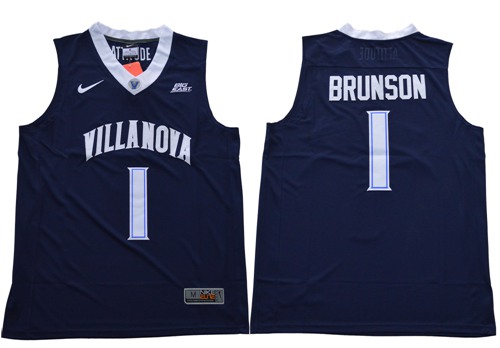 Personalized Villanova Wildcats #1 Jalen Brunson Navy Blue Basketball V Neck Stitched NCAA Jersey