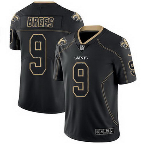Personalized Saints #9 Drew Brees Lights Out Black Men’s Stitched NFL Limited Rush Jersey