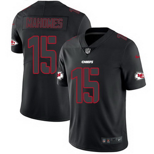 Personalized Chiefs #15 Patrick Mahomes Black Men’s Stitched NFL Limited Rush Impact Jersey