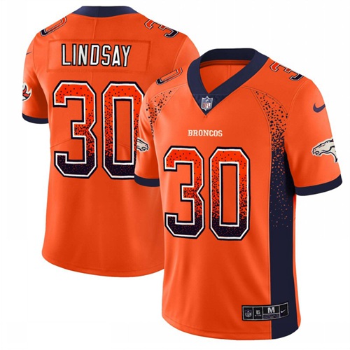 Personalized Broncos #30 Phillip Lindsay Orange Team Color Men’s Stitched NFL Limited Rush Drift Fashion Jersey