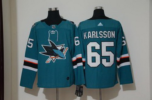 Personalized Sharks 65 Erik Karlsson Teal Jersey