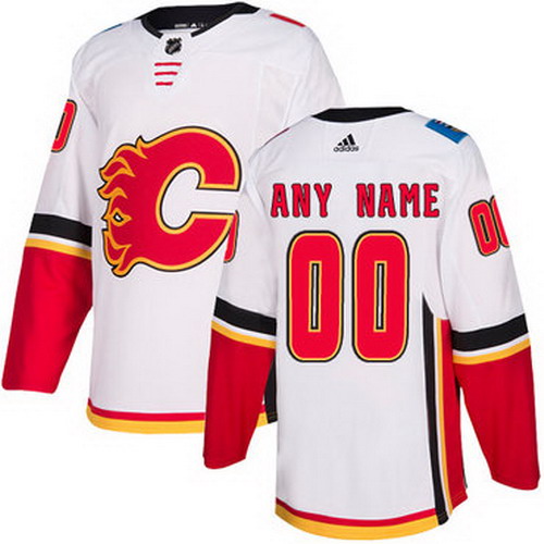 Personalized Men’s Flames Personalized Authentic White Road NHL Jersey