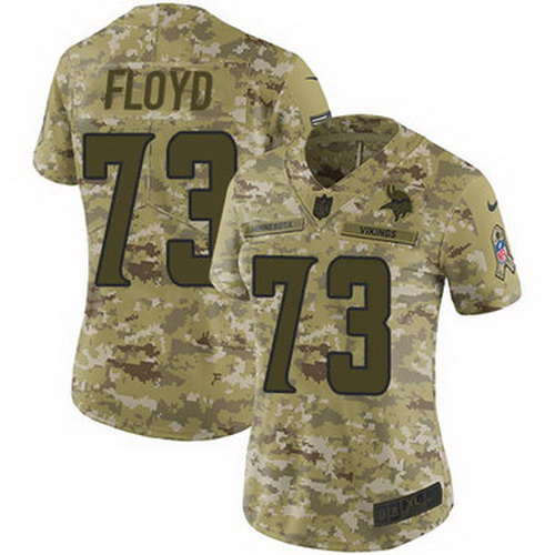 Personalized Vikings #73 Sharrif Floyd Camo Women’s Stitched NFL Limited 2018 Salute to Service Jersey