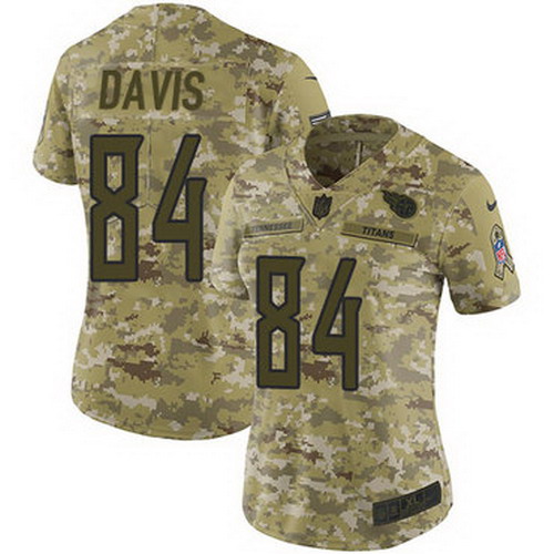 Personalized Titans #84 Corey Davis Camo Women’s Stitched NFL Limited 2018 Salute to Service Jersey